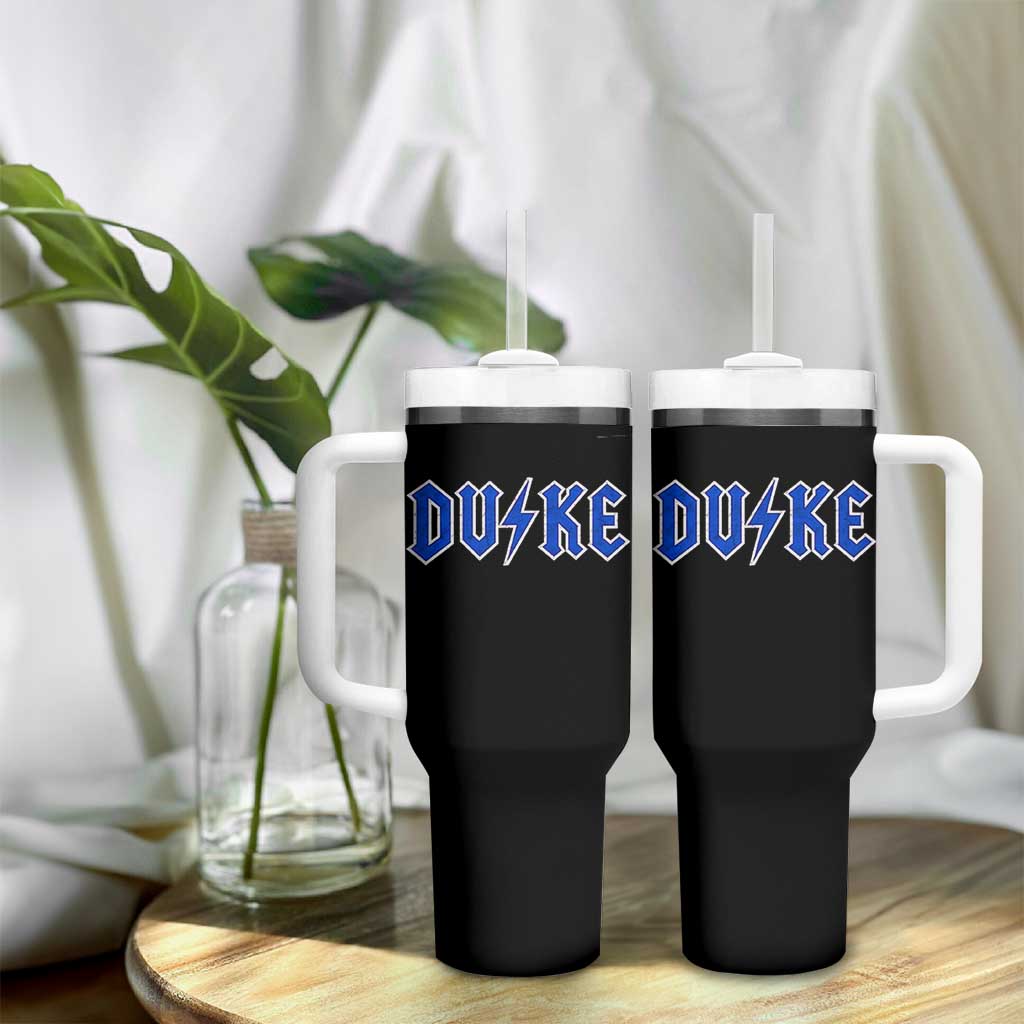 Vintage Duke Last Name Sports Style Tumbler With Handle Vintage Lightning Bold Gothic Font Graphic Basketball Fans