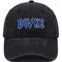 Vintage Duke Last Name Sports Style Washed Cotton Baseball Cap Vintage Lightning Bold Gothic Font Graphic Basketball Fans