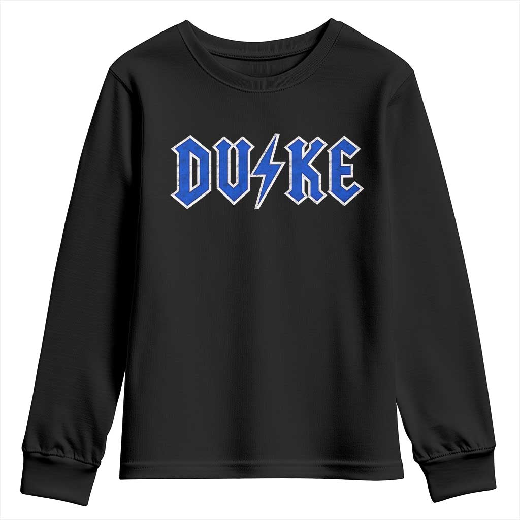 Vintage Duke Last Name Sports Style Youth Sweatshirt Vintage Lightning Bold Gothic Font Graphic Basketball Fans