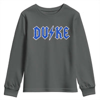 Vintage Duke Last Name Sports Style Youth Sweatshirt Vintage Lightning Bold Gothic Font Graphic Basketball Fans