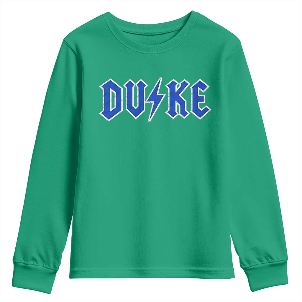 Vintage Duke Last Name Sports Style Youth Sweatshirt Vintage Lightning Bold Gothic Font Graphic Basketball Fans
