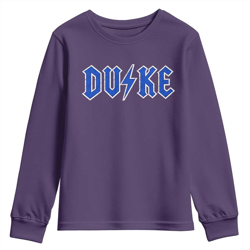 Vintage Duke Last Name Sports Style Youth Sweatshirt Vintage Lightning Bold Gothic Font Graphic Basketball Fans