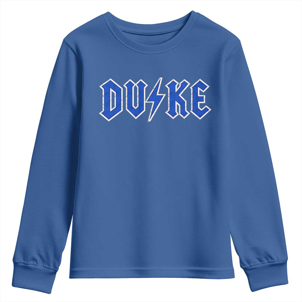Vintage Duke Last Name Sports Style Youth Sweatshirt Vintage Lightning Bold Gothic Font Graphic Basketball Fans