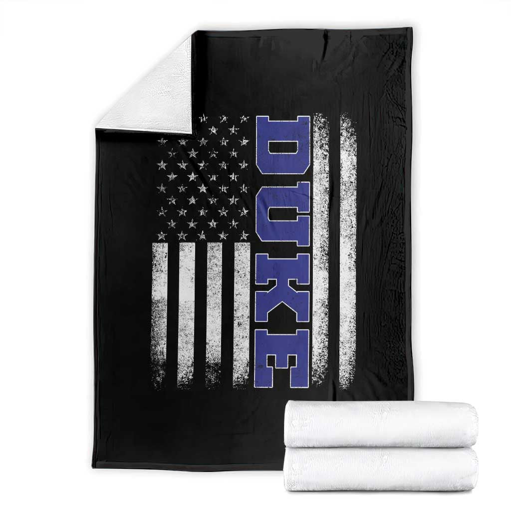 Vintage Duke Name American Flag Throw Blanket Retro Sport Basketball Fans