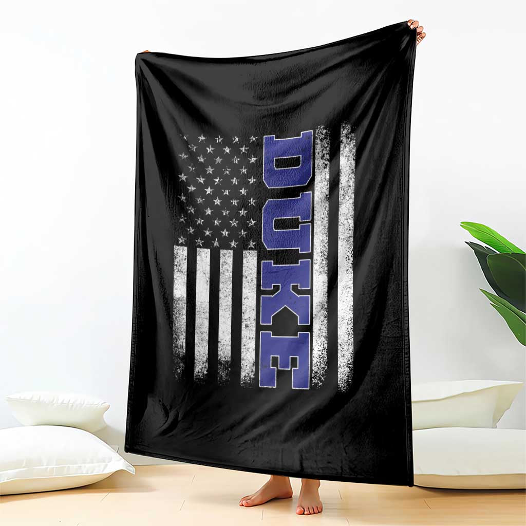 Vintage Duke Name American Flag Throw Blanket Retro Sport Basketball Fans