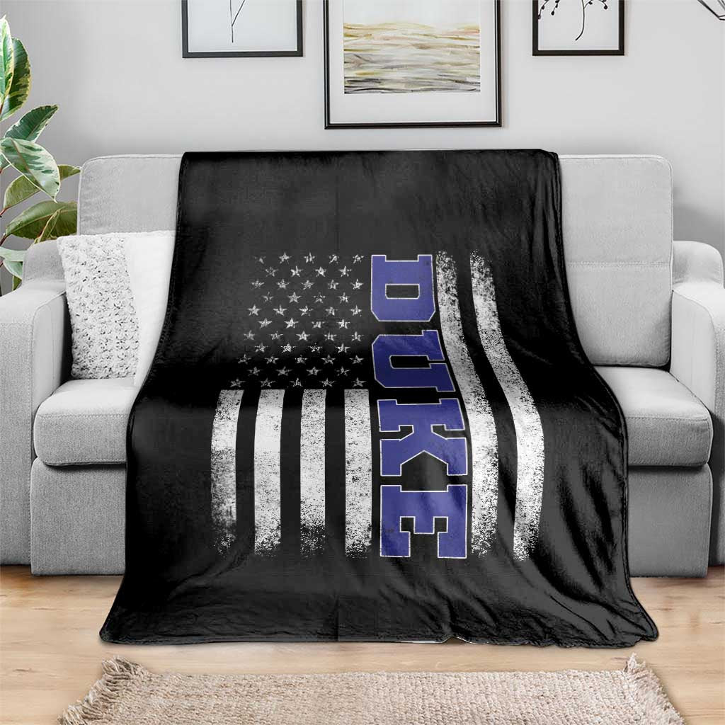 Vintage Duke Name American Flag Throw Blanket Retro Sport Basketball Fans