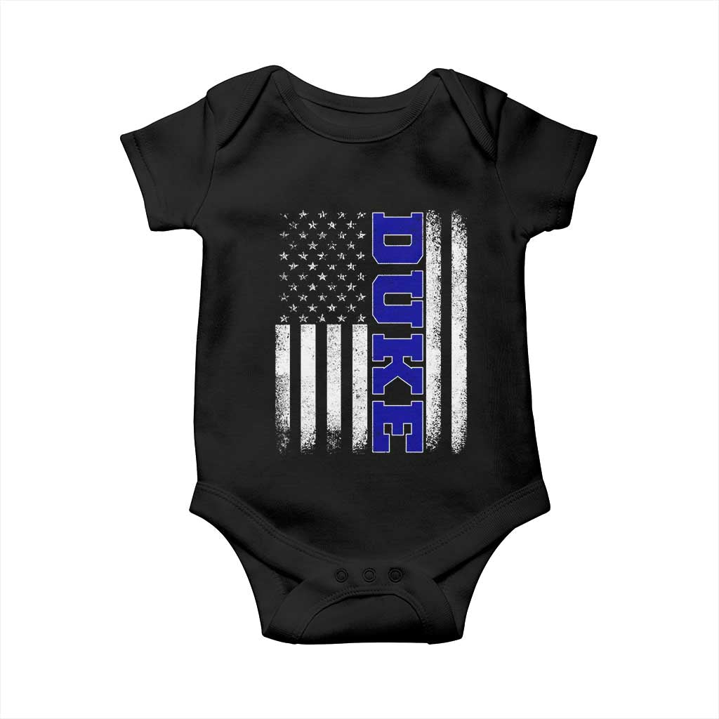Vintage Duke Name American Flag Baby Onesie Retro Sport Basketball Fans