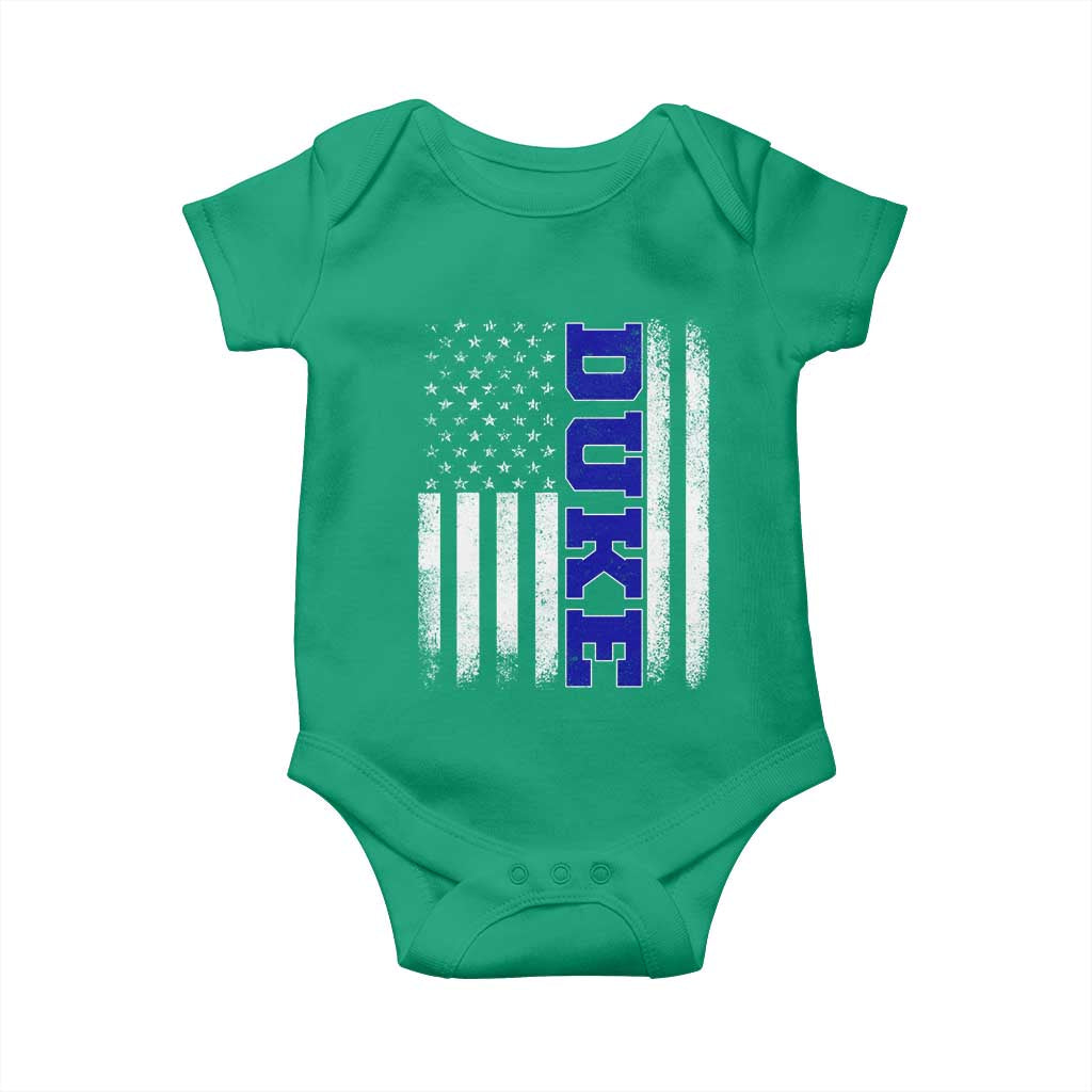 Vintage Duke Name American Flag Baby Onesie Retro Sport Basketball Fans