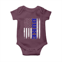 Vintage Duke Name American Flag Baby Onesie Retro Sport Basketball Fans