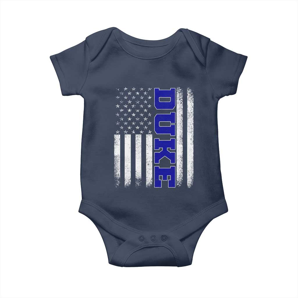 Vintage Duke Name American Flag Baby Onesie Retro Sport Basketball Fans