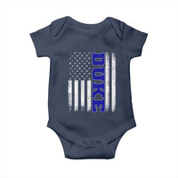 Vintage Duke Name American Flag Baby Onesie Retro Sport Basketball Fans