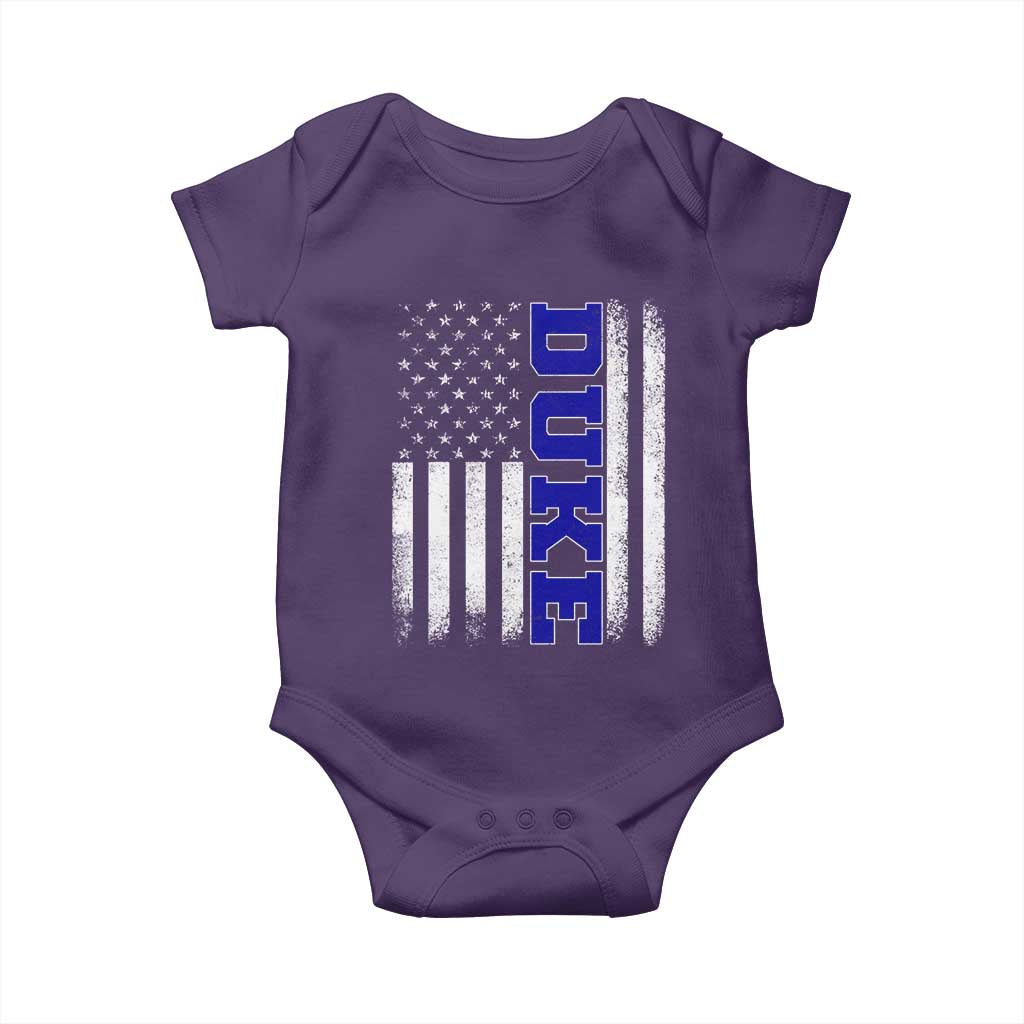 Vintage Duke Name American Flag Baby Onesie Retro Sport Basketball Fans