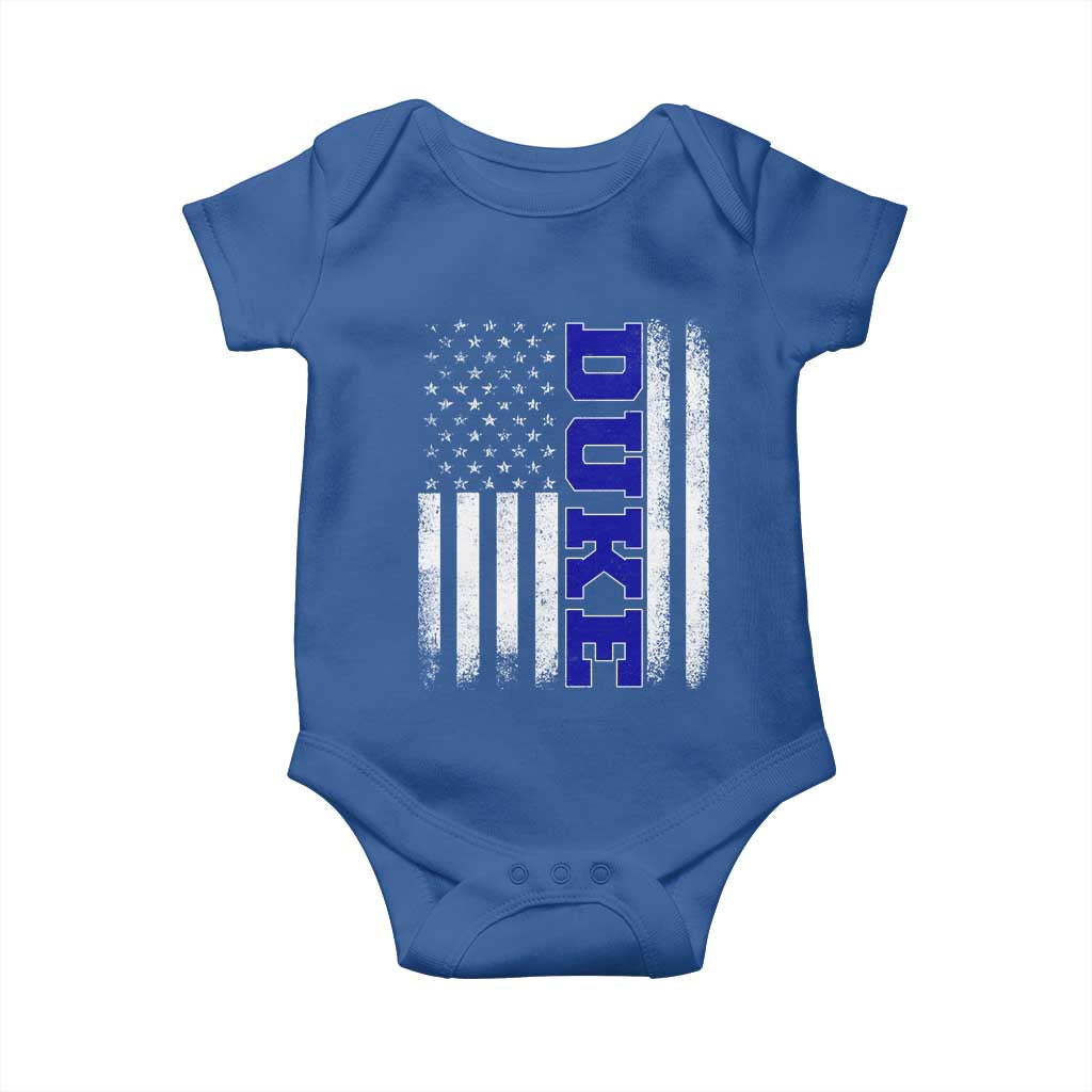 Vintage Duke Name American Flag Baby Onesie Retro Sport Basketball Fans
