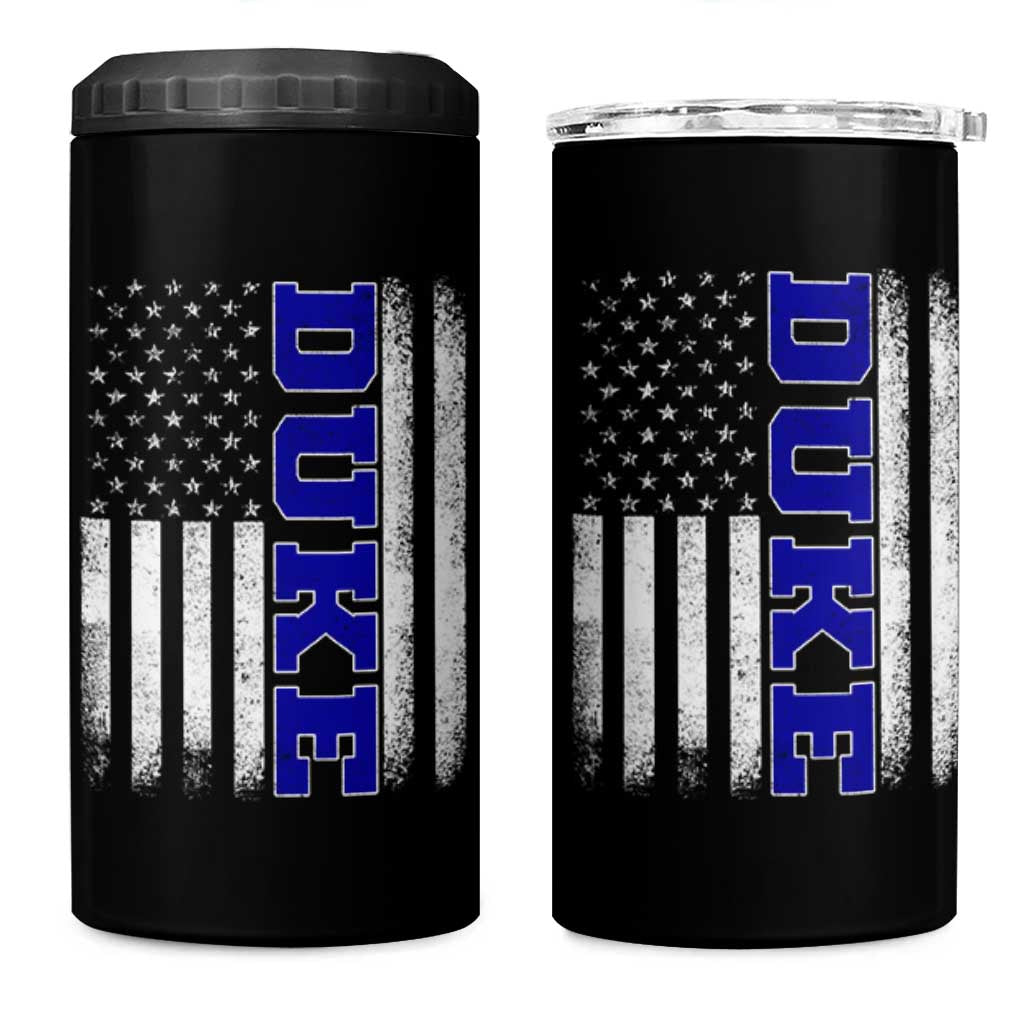 Vintage Duke Name American Flag 4 in 1 Can Cooler Tumbler Retro Sport Basketball Fans