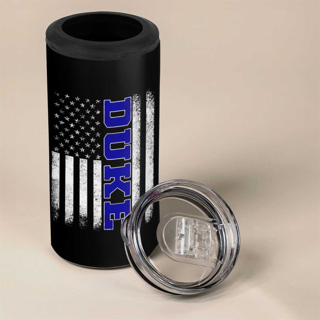 Vintage Duke Name American Flag 4 in 1 Can Cooler Tumbler Retro Sport Basketball Fans