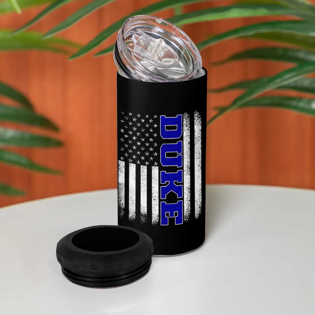 Vintage Duke Name American Flag 4 in 1 Can Cooler Tumbler Retro Sport Basketball Fans