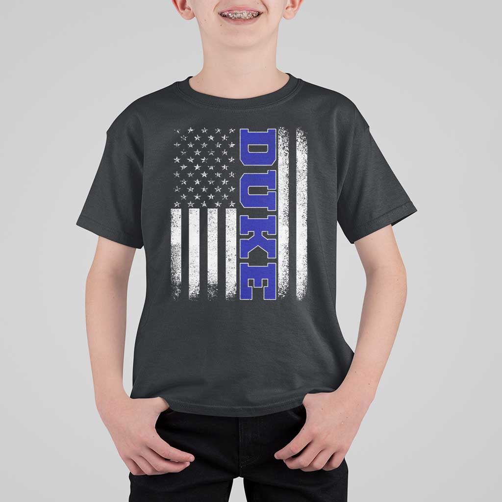 Vintage Duke Name American Flag T Shirt For Kid Retro Sport Basketball Fans