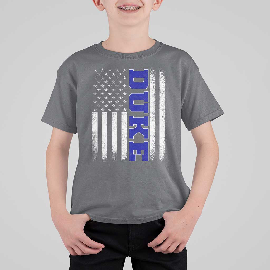 Vintage Duke Name American Flag T Shirt For Kid Retro Sport Basketball Fans
