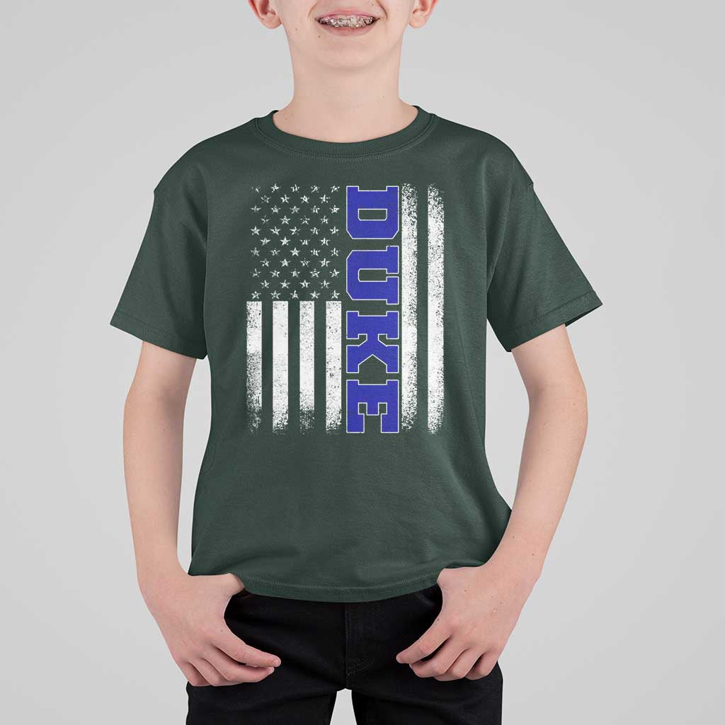 Vintage Duke Name American Flag T Shirt For Kid Retro Sport Basketball Fans