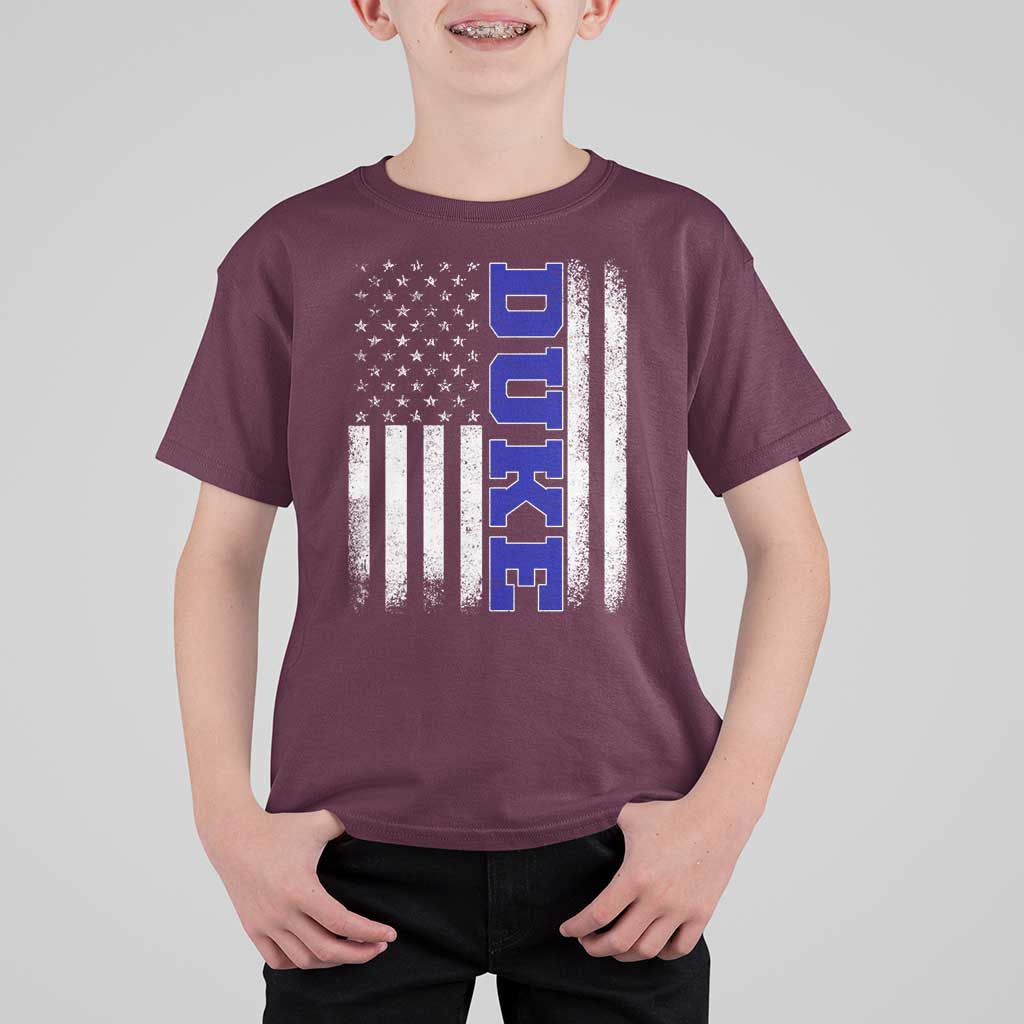 Vintage Duke Name American Flag T Shirt For Kid Retro Sport Basketball Fans