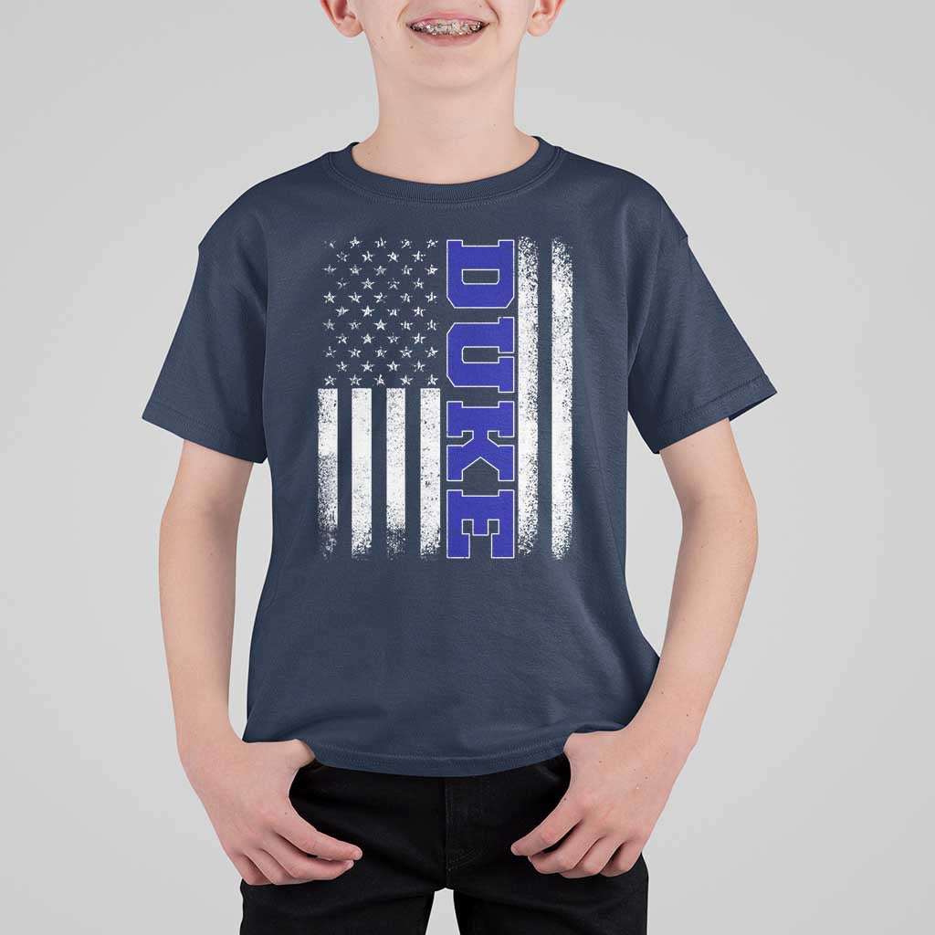Vintage Duke Name American Flag T Shirt For Kid Retro Sport Basketball Fans