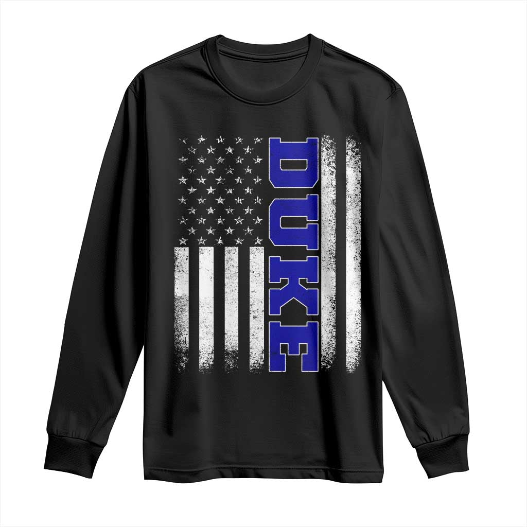 Vintage Duke Name American Flag Long Sleeve Shirt Retro Sport Basketball Fans