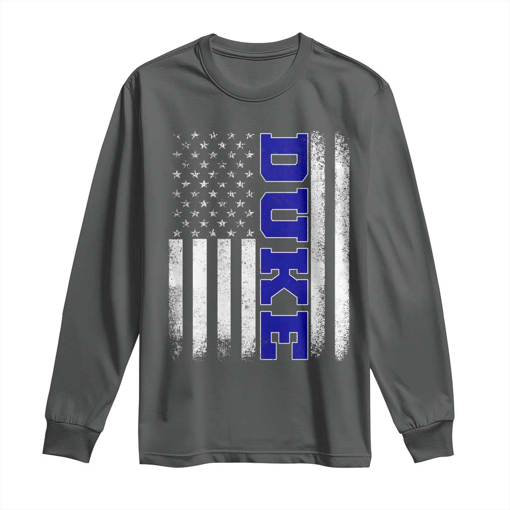 Vintage Duke Name American Flag Long Sleeve Shirt Retro Sport Basketball Fans