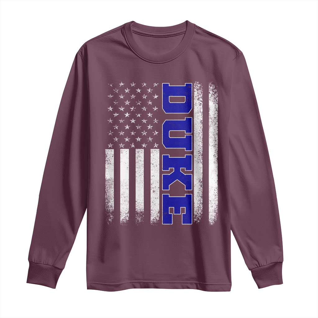 Vintage Duke Name American Flag Long Sleeve Shirt Retro Sport Basketball Fans