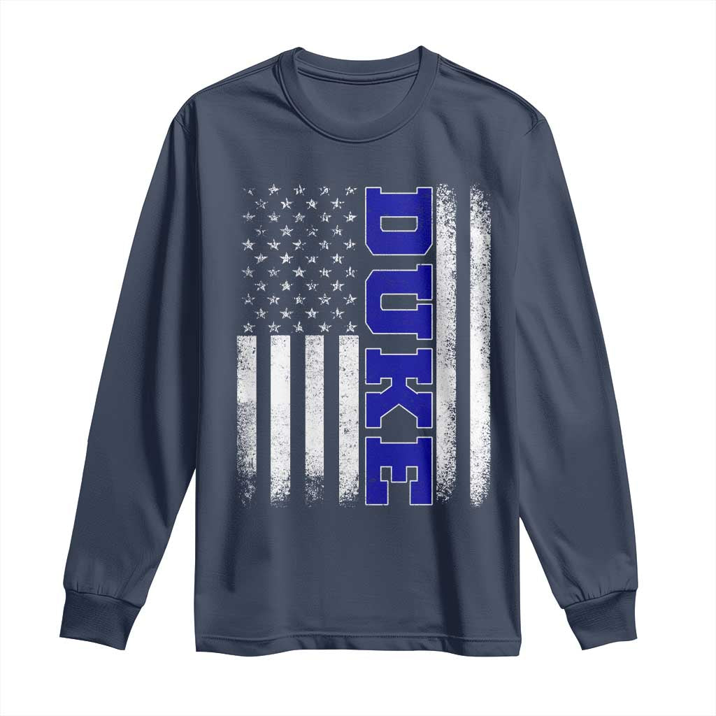 Vintage Duke Name American Flag Long Sleeve Shirt Retro Sport Basketball Fans