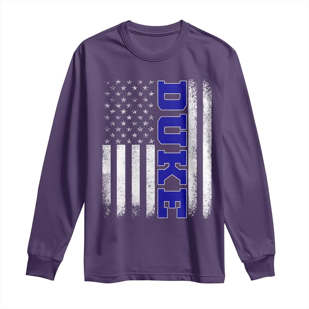 Vintage Duke Name American Flag Long Sleeve Shirt Retro Sport Basketball Fans