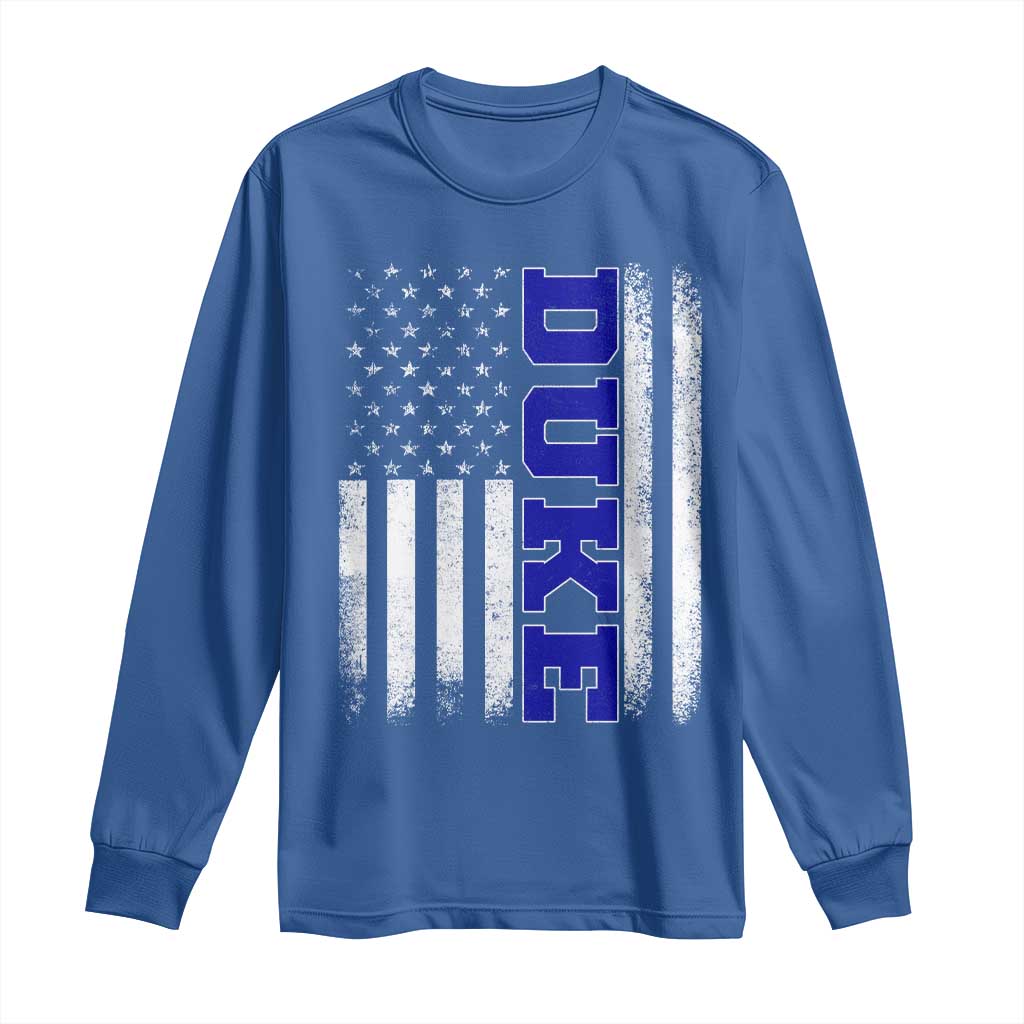 Vintage Duke Name American Flag Long Sleeve Shirt Retro Sport Basketball Fans