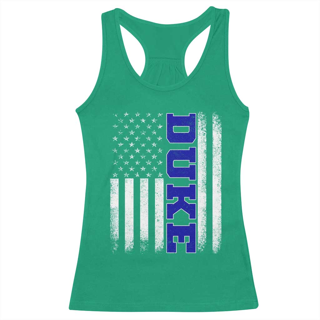 Vintage Duke Name American Flag Racerback Tank Top Retro Sport Basketball Fans