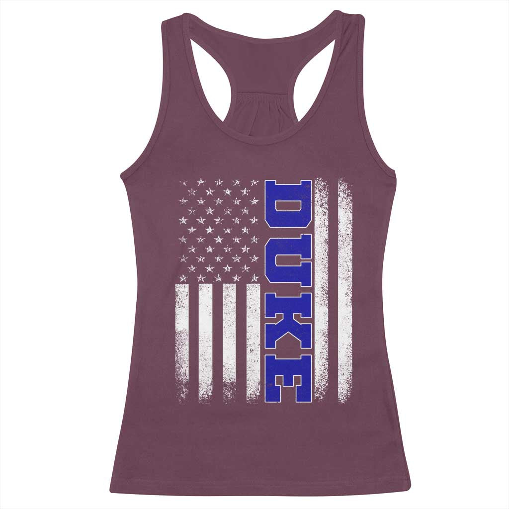 Vintage Duke Name American Flag Racerback Tank Top Retro Sport Basketball Fans