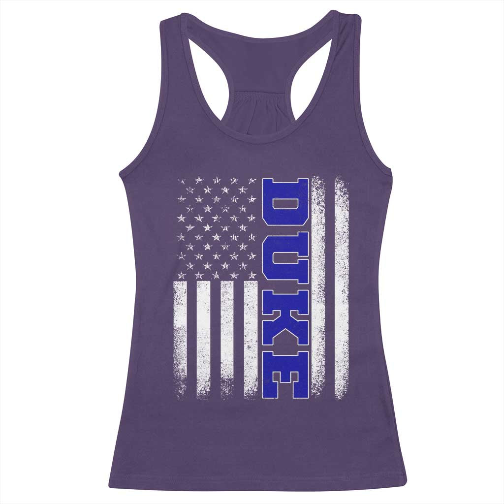 Vintage Duke Name American Flag Racerback Tank Top Retro Sport Basketball Fans