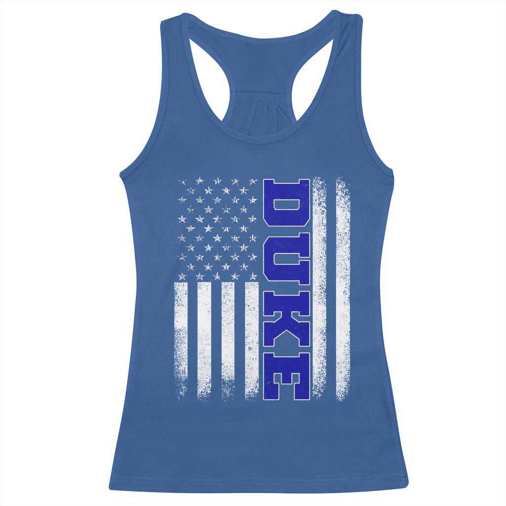 Vintage Duke Name American Flag Racerback Tank Top Retro Sport Basketball Fans
