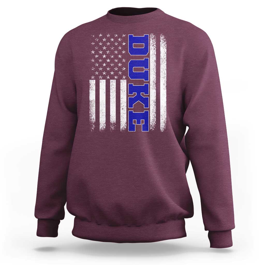 Vintage Duke Name American Flag Sweatshirt Retro Sport Basketball Fans