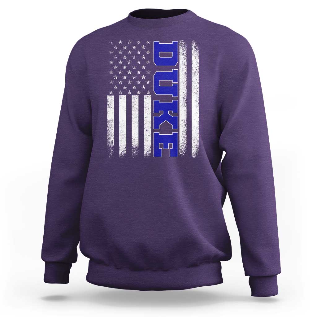 Vintage Duke Name American Flag Sweatshirt Retro Sport Basketball Fans