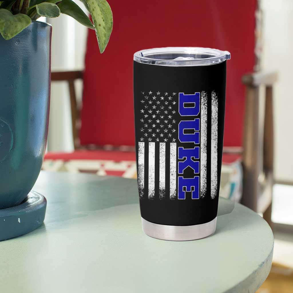 Vintage Duke Name American Flag Tumbler Cup Retro Sport Basketball Fans