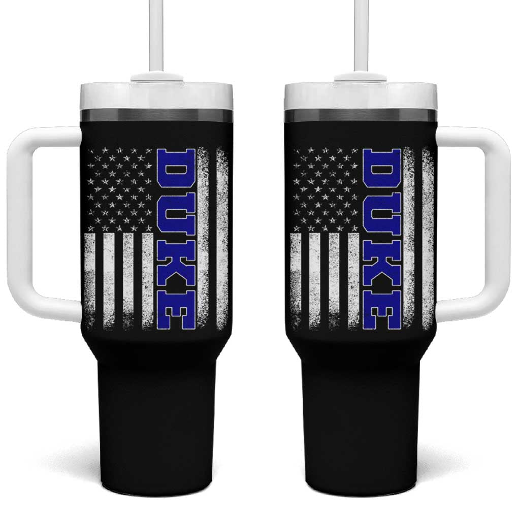 Vintage Duke Name American Flag Tumbler With Handle Retro Sport Basketball Fans