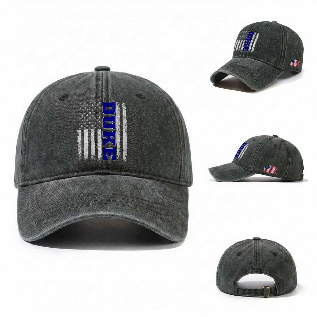 Vintage Duke Name American Flag Washed Cotton Baseball Cap Retro Sport Basketball Fans