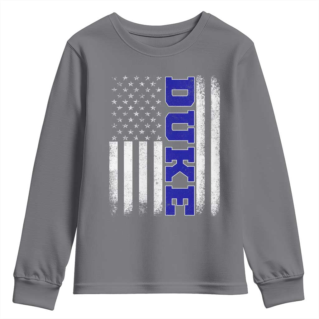 Vintage Duke Name American Flag Youth Sweatshirt Retro Sport Basketball Fans