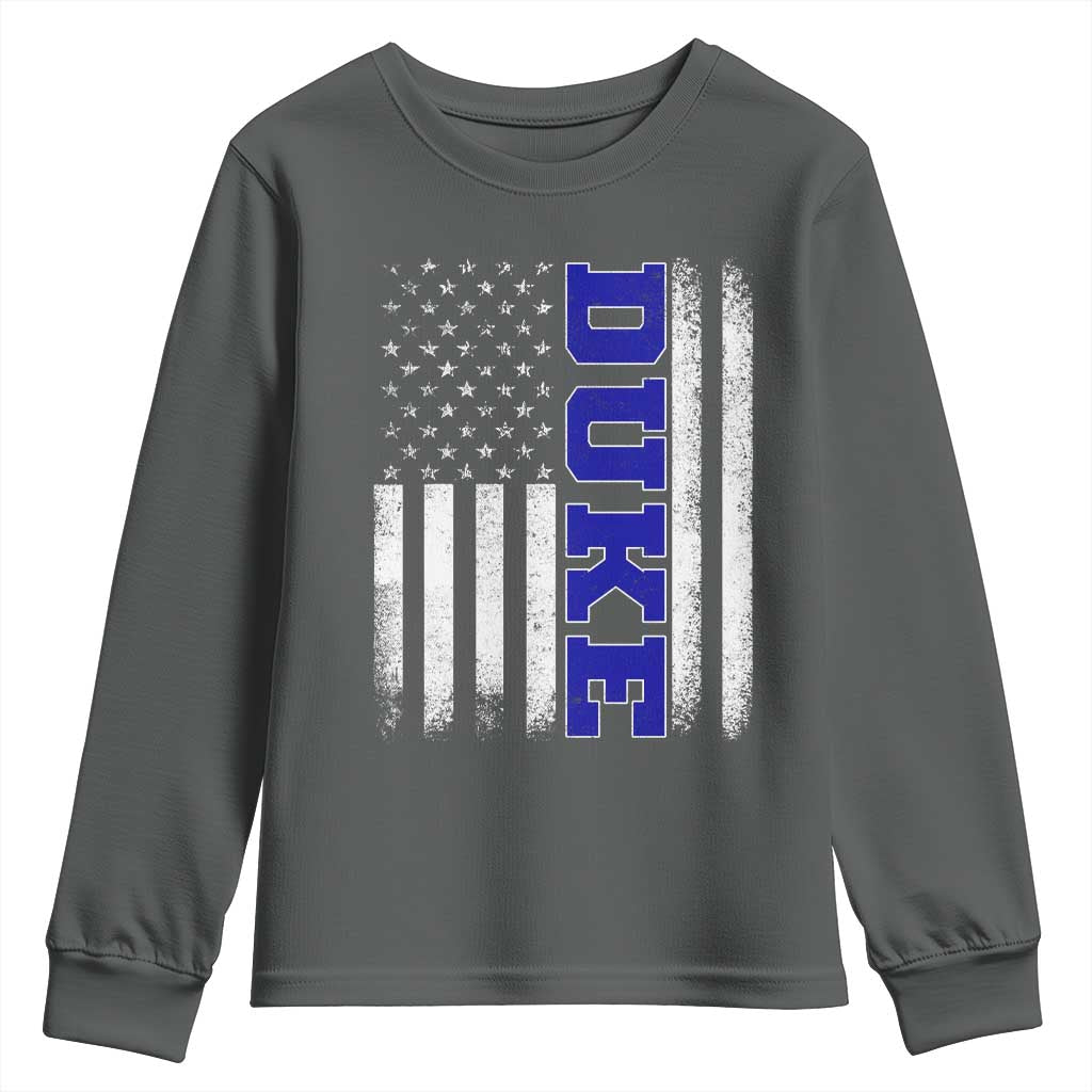 Vintage Duke Name American Flag Youth Sweatshirt Retro Sport Basketball Fans