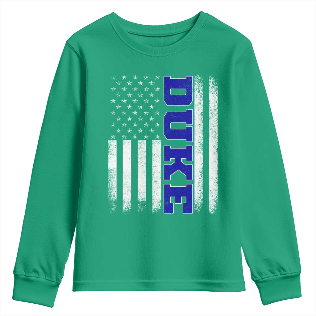Vintage Duke Name American Flag Youth Sweatshirt Retro Sport Basketball Fans