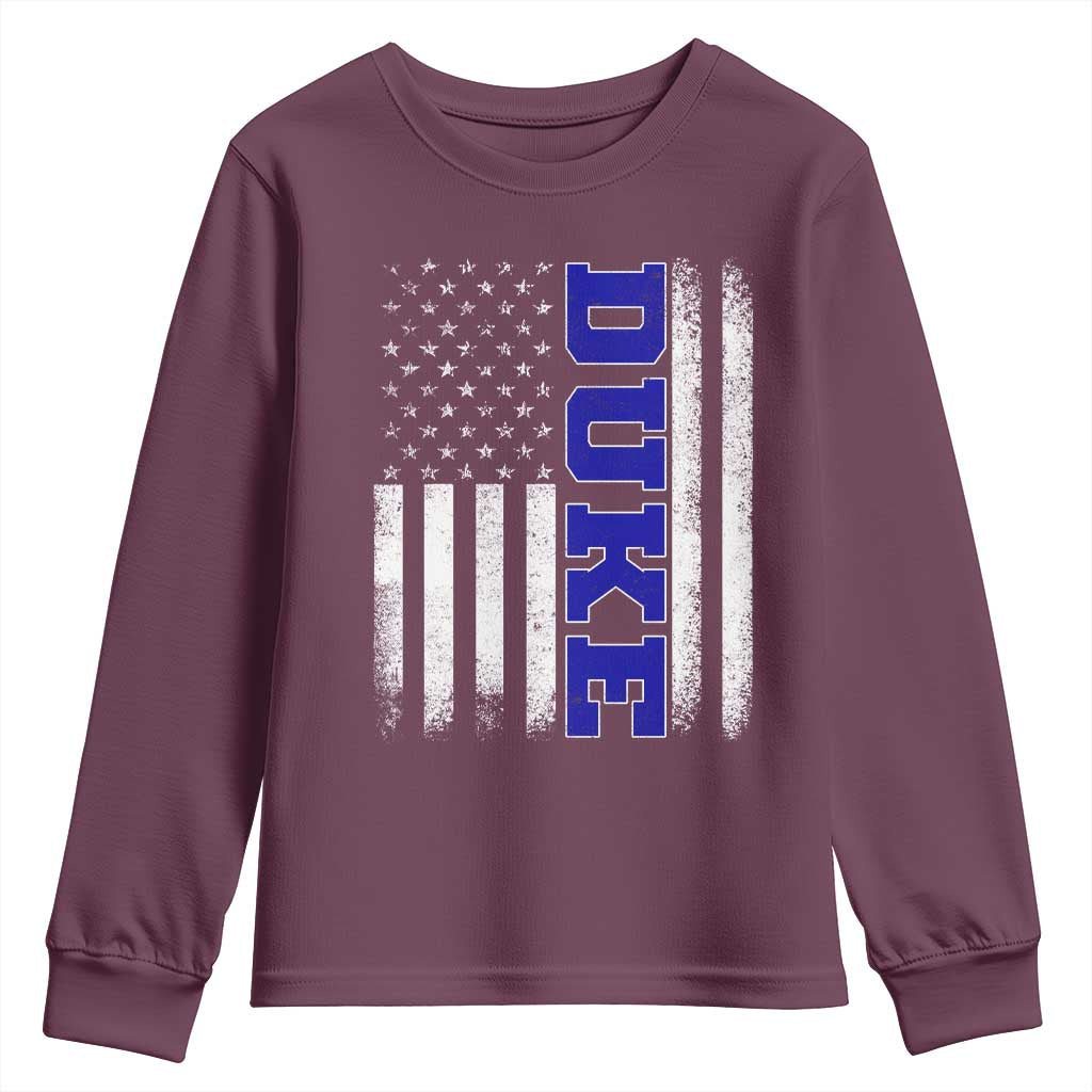 Vintage Duke Name American Flag Youth Sweatshirt Retro Sport Basketball Fans