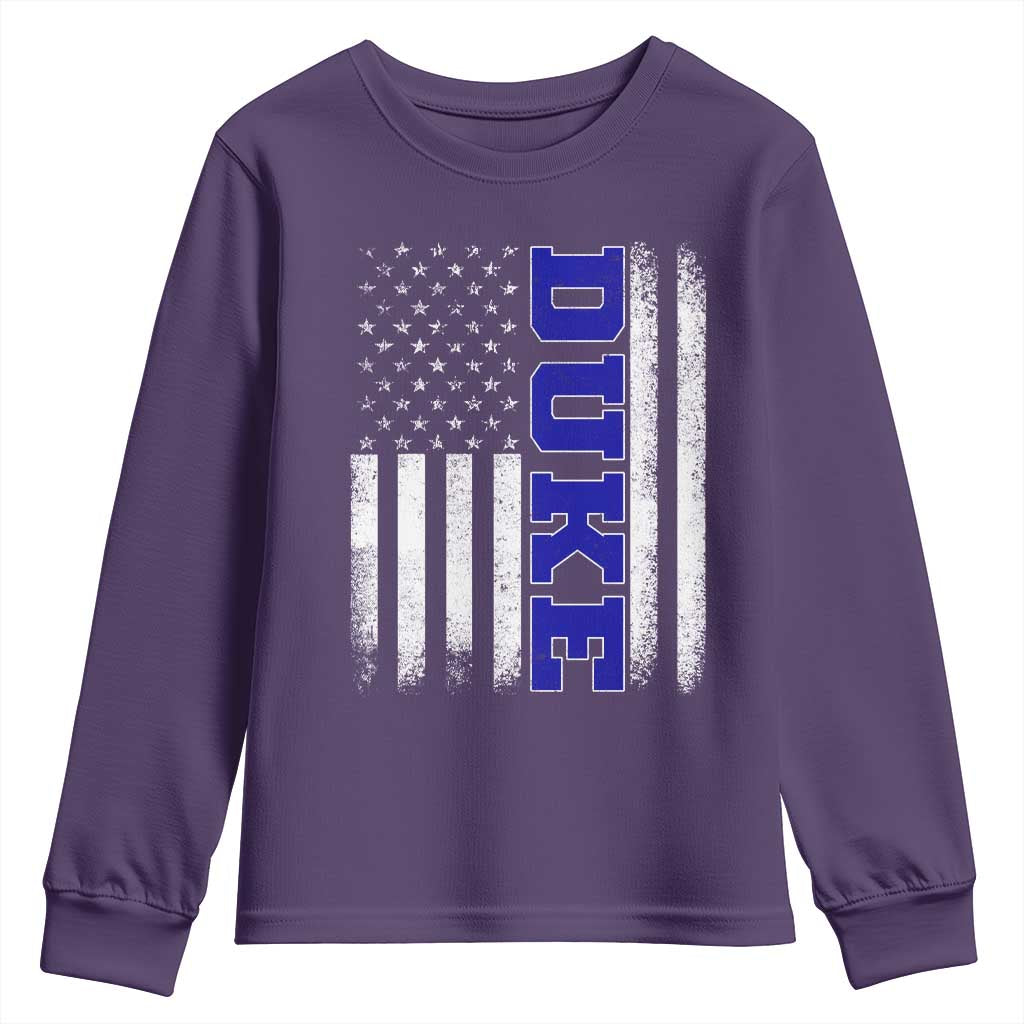 Vintage Duke Name American Flag Youth Sweatshirt Retro Sport Basketball Fans