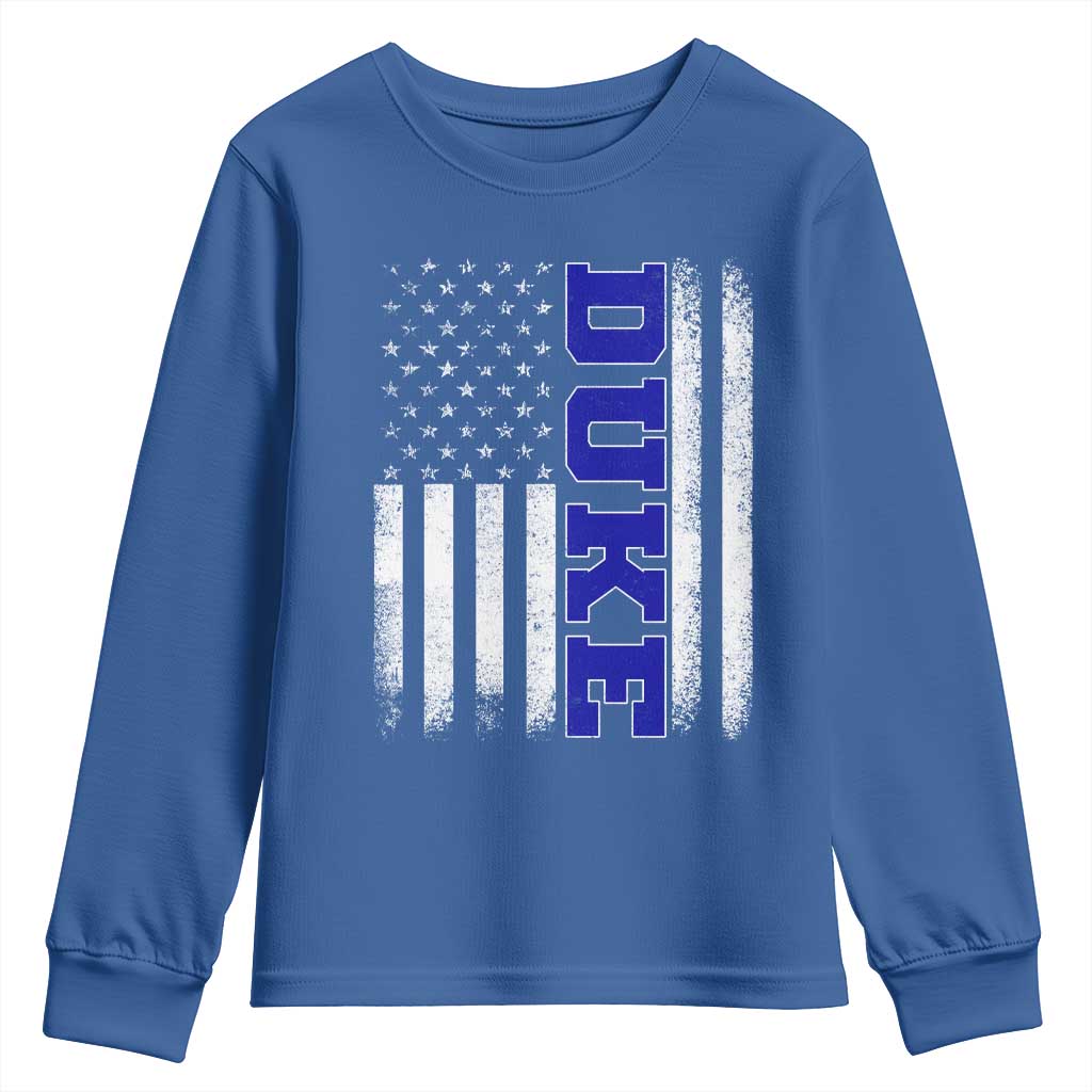 Vintage Duke Name American Flag Youth Sweatshirt Retro Sport Basketball Fans