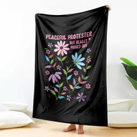 Feminist Protest Throw Blanket Peaceful But Pissed Off Floral Resist