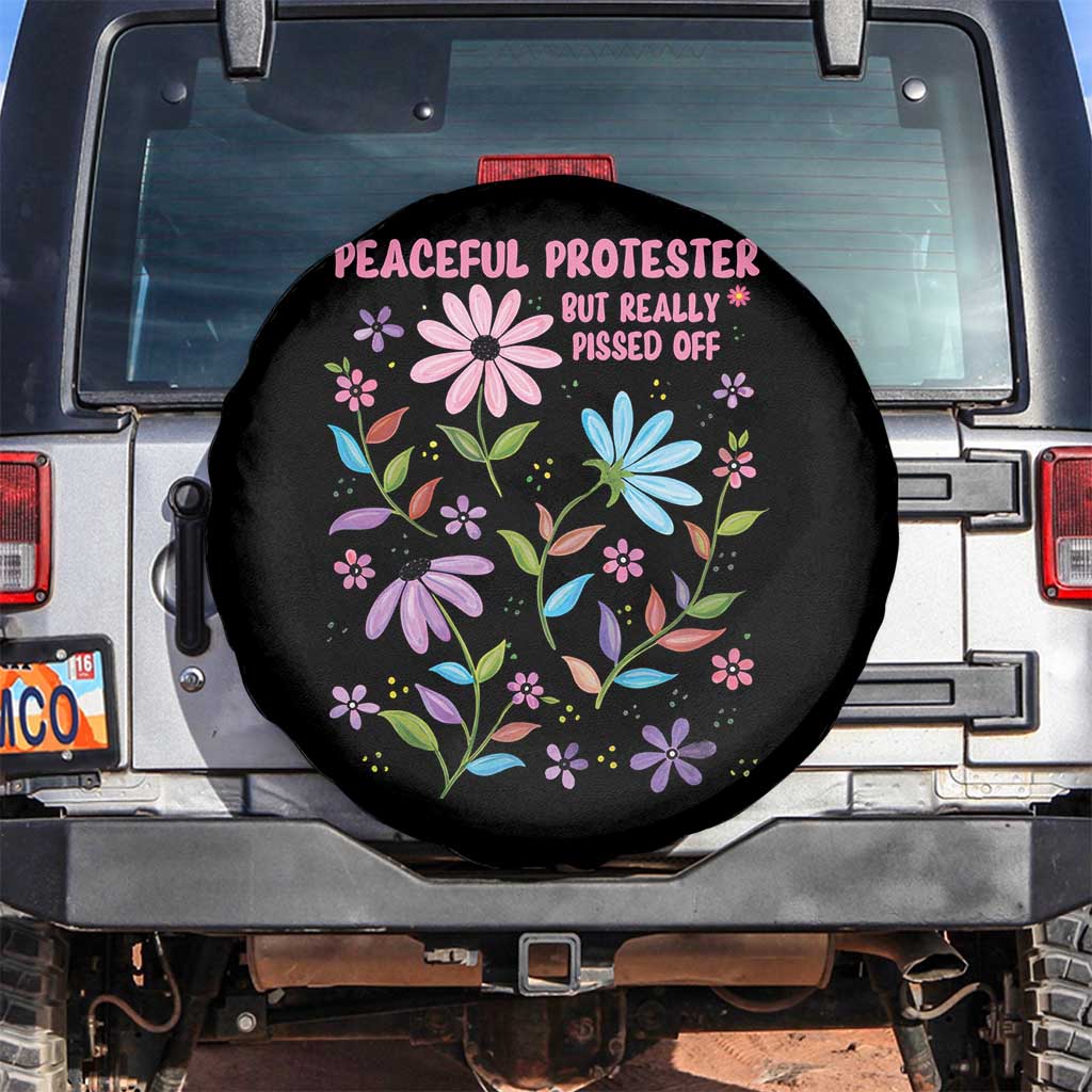 Feminist Protest Spare Tire Cover Peaceful But Pissed Off Floral Resist