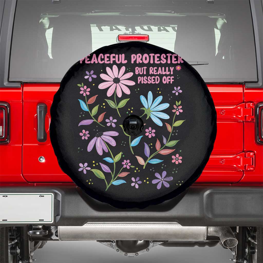 Feminist Protest Spare Tire Cover Peaceful But Pissed Off Floral Resist
