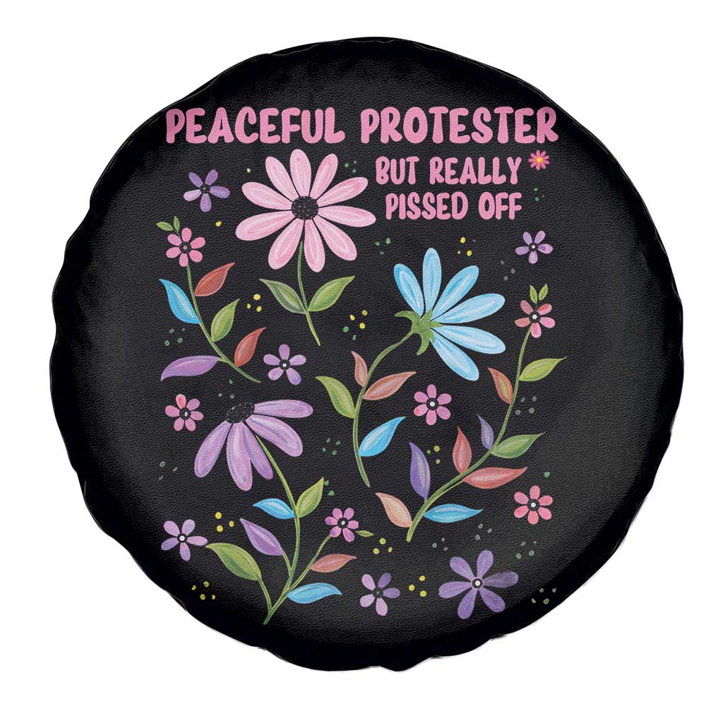 Feminist Protest Spare Tire Cover Peaceful But Pissed Off Floral Resist